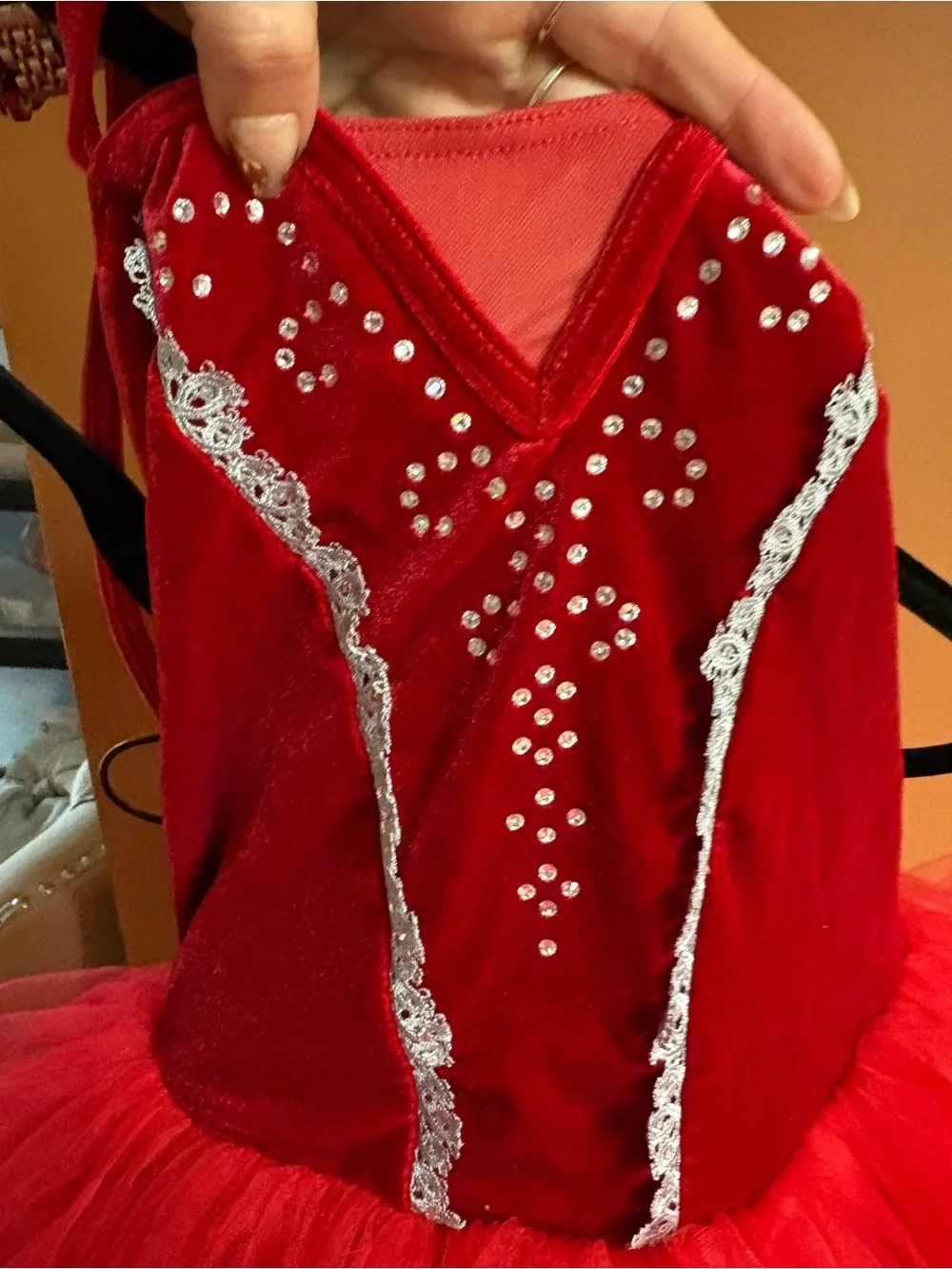 Weissman Red Tulle Sparkle Ballet Costume